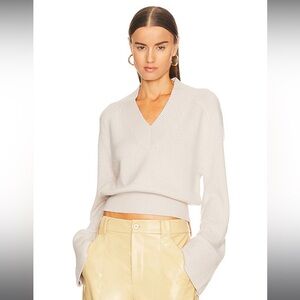 HELSA Talena V Neck Sweater in Light Oat